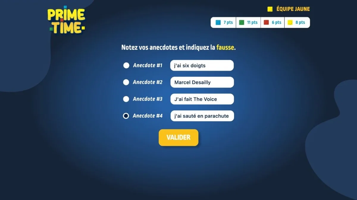 Vue équipe : une équipe rédige ses anecdotes sur sa tablette